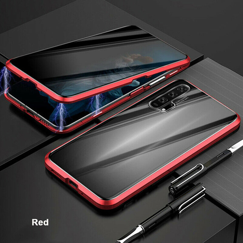 Upgraded Two Side Tempered Glass Magnetic Adsorption Privacy Case for Huawei P30 Pro P20 Pro Honor 20 Pro Nova 5 Magnetica Cover: For huawei p30 pro / Red