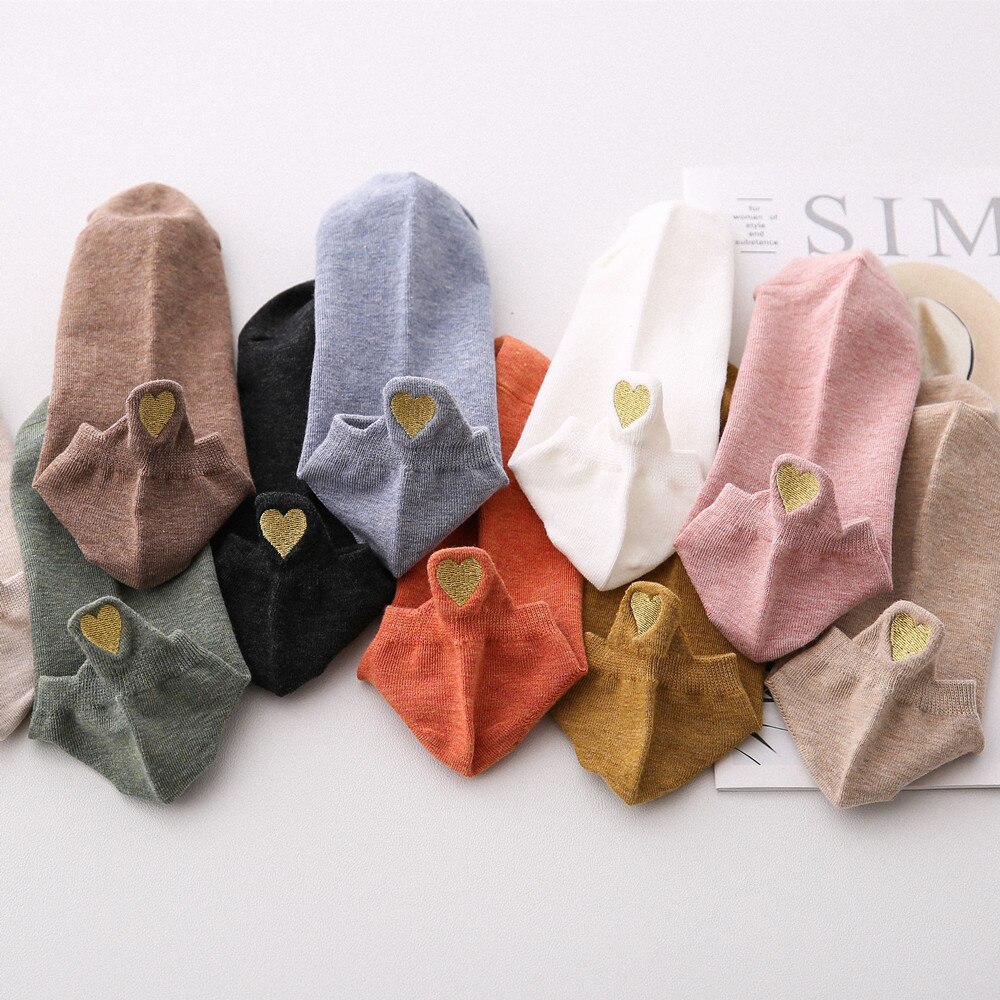 Funny Woman Socks Women 4 Pairs Pack Short Ankle Socks Happy Kawaii Girls Cotton Cartoon Cute Heart Casual Sock harajuku Sox