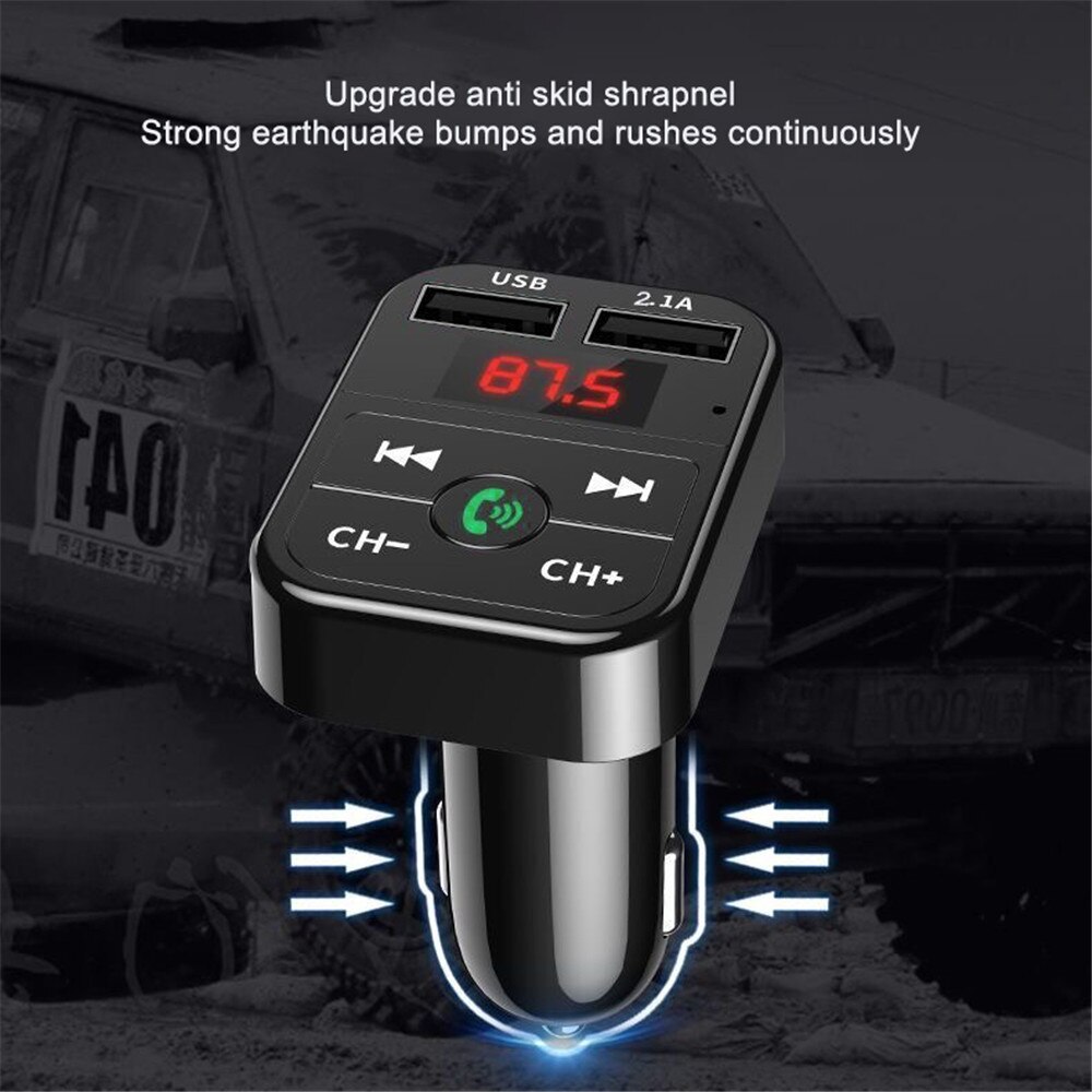 Auto Lader Voltage Display Bluetooth MP3 Speler Handsfree Car Kit Fm-zender Aux U Disk Dual Usb Charger Power Adapter