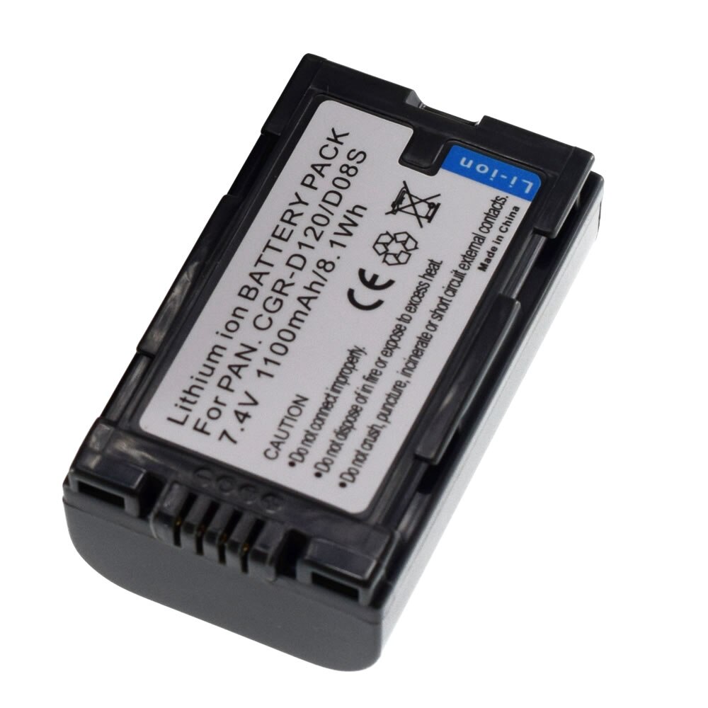 2pcs CGR-D120 D20 D08 Li-Ion Battery Pack for Panasonic D08R D08S Camcorder