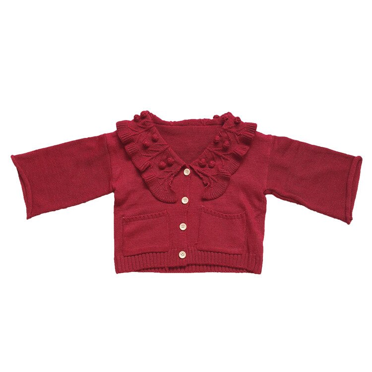 Meisjes Gebreide Vest Herfst Meisjes Revers Gebreide Vest Kinderen Koreaanse Verstoorde Kraag Trui: Rood / 2T