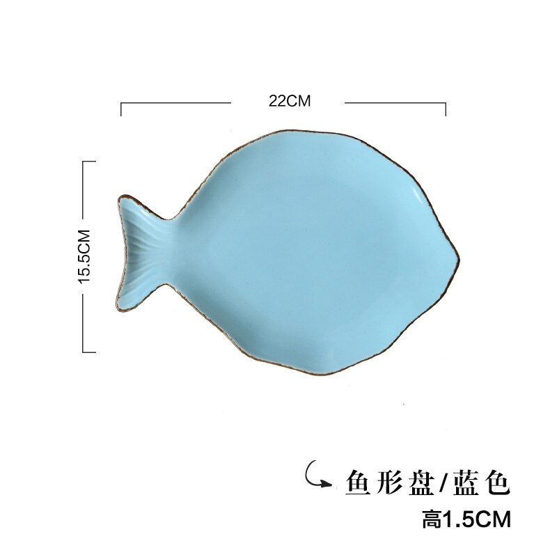 Ceramic Ocean Style Plate Whale Fish Dish Shell Starfish Trumpet Shell Bowl Blue White Porcelain Dinnerware Serving Platter: 15