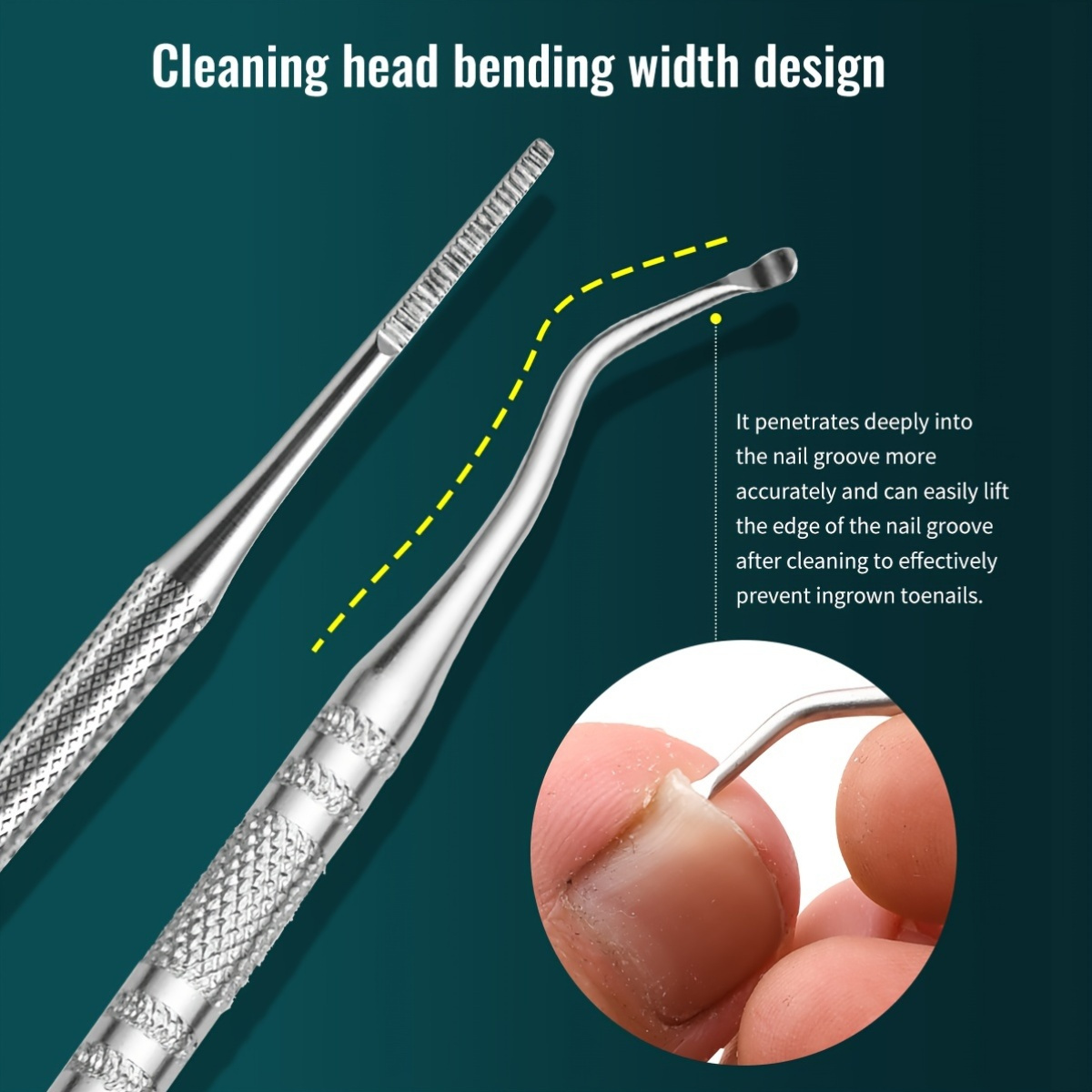 Professioneel 3-delig pedicurehulpmiddel - Nagelgroefreiniger, nagelvijl en teennagellifter - Antislipontwerp voor veilige nagelverzorging