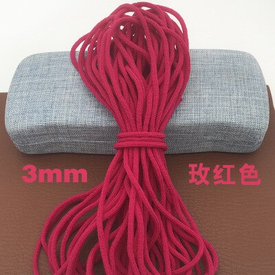 10 meter 3mm ronde mondmasker elastiek masker touw rubber band tape masker oor hangend touw riem touw olie kern doe-het-zelf naaien knutselen: Rozenrood / 5 meter