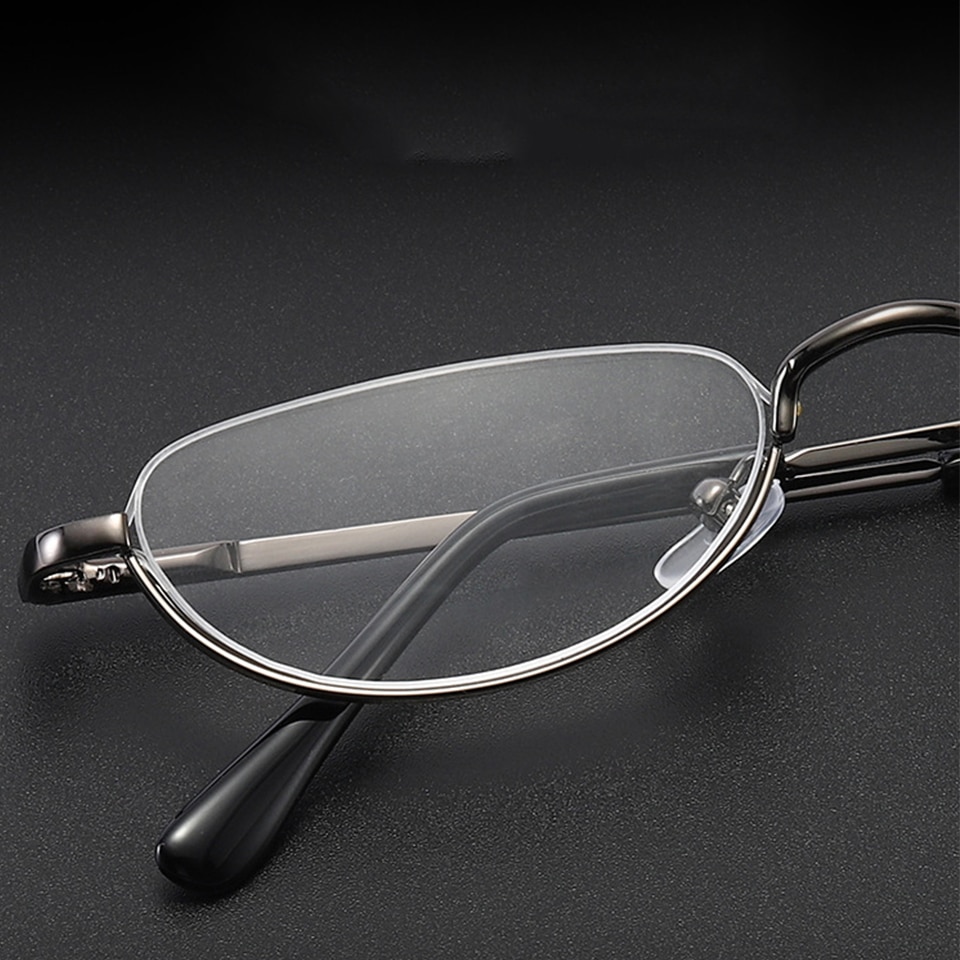 Ultralight Metal Half Frame Reading Glasses Unisex Portable Business Presbyopia Glasses With Diopters +1.00+1.50+2.00+2.50+3.00