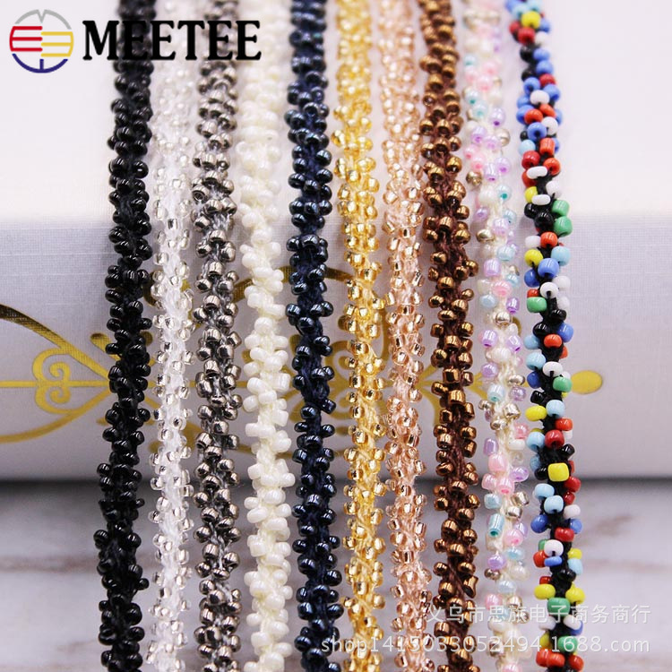 1/2/4/8M 5mm Kralen Kant Trim Lint Glas Kraal Koord Gordijn Trouwjurk decoratieve Ketting Portemonnee Veters Kleding Rand Versieringen