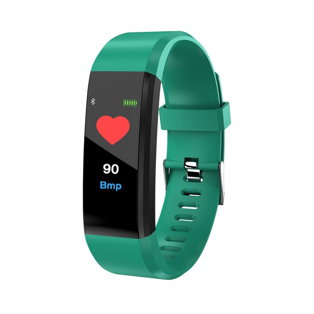115 plus smartwatch mænd kvinder pulsmåler blodtryk fitness tracker smartwatch sportsur til ios android: Grøn