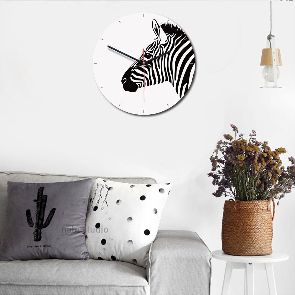 Cartoon Wall Clock Watch Clock DIY Cute Zebra Acrylic Cartoion Wall Clock Mirror Sticker Home Decoration Living Bedroom