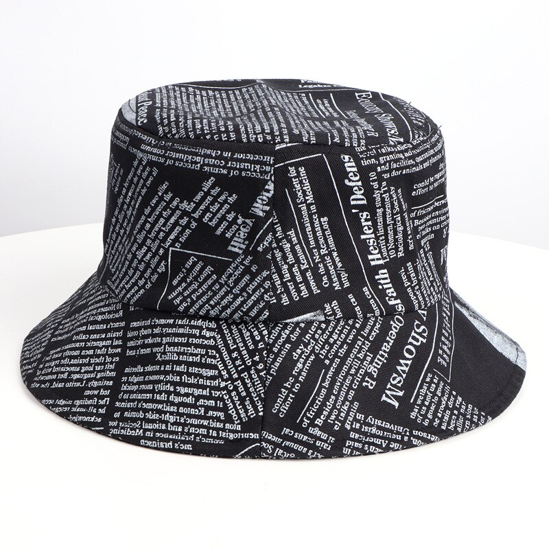 Sombrero de pescador Unisex con patrón de periódico antiguo, sombrero de cuenca impreso, tendencia urbana, sombrero de sol, sombrero de cubo Harajuku, sombrero de Hip-Hop al aire libre