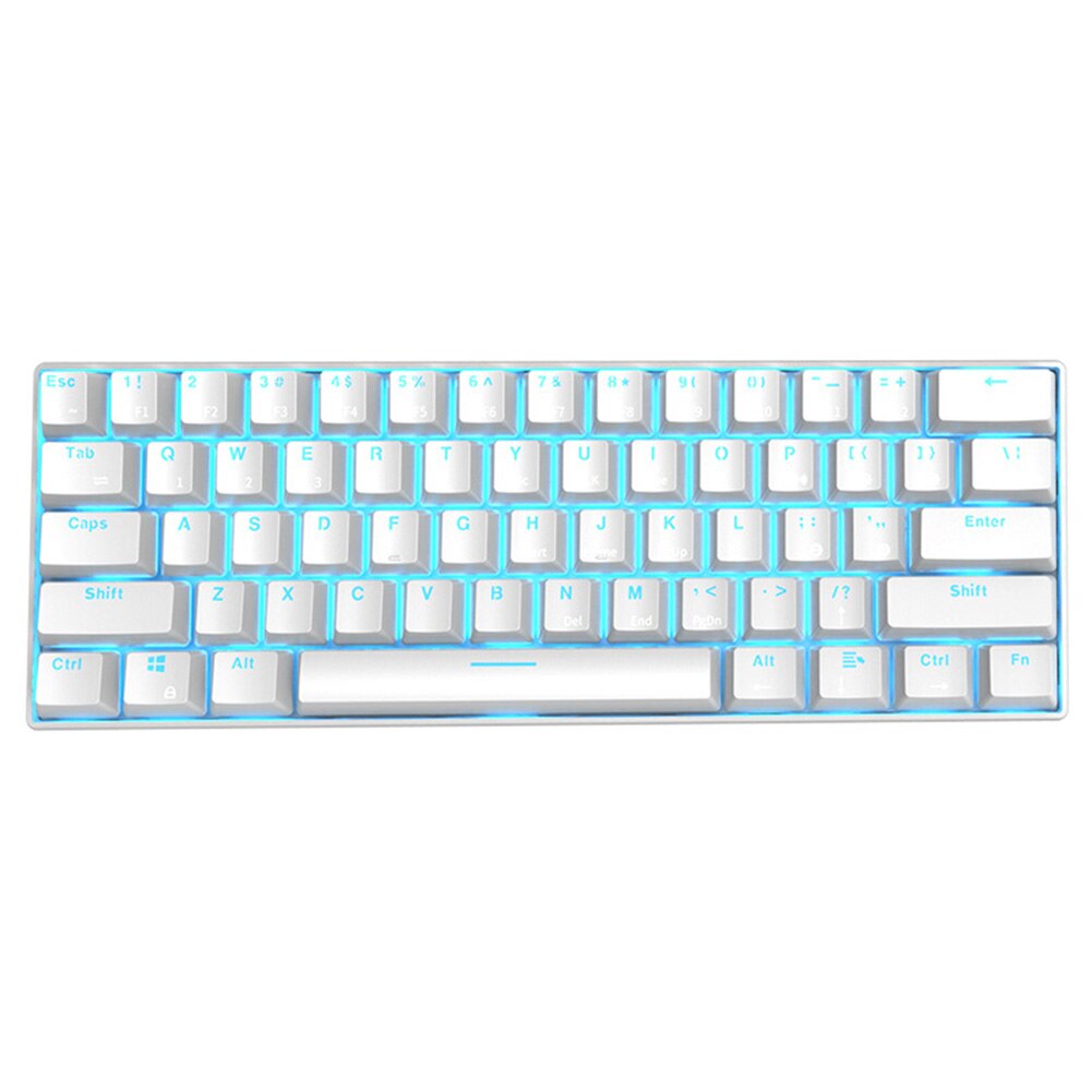 RK61 Wireless Bluetooth Mechanical Gaming Keyboards Slim 61 Keys RGB Single LED Backlit Backlight for Android/Windows/iOS: White