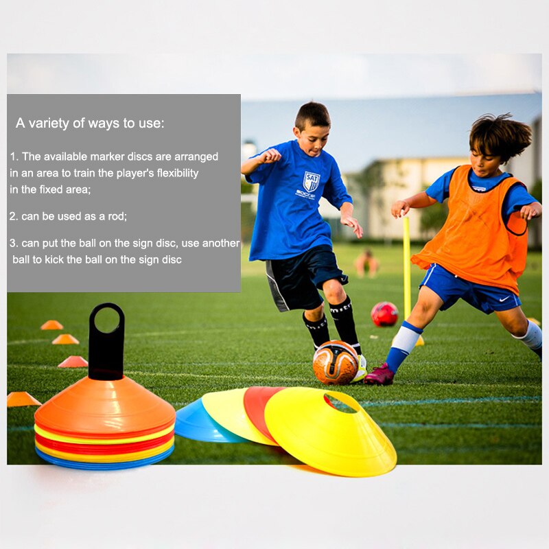 10 Pcs Soccer Speed Training Sign Flat Pressure Resistant Cones Cross Track Marker Discs Barrier Football Rugby Sport Accessorie