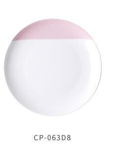 1 st porslin servis rosa frukosttallrik geometrisk kontrast servis skifferfat fast biff tallrik tårta ost: D 8 tum