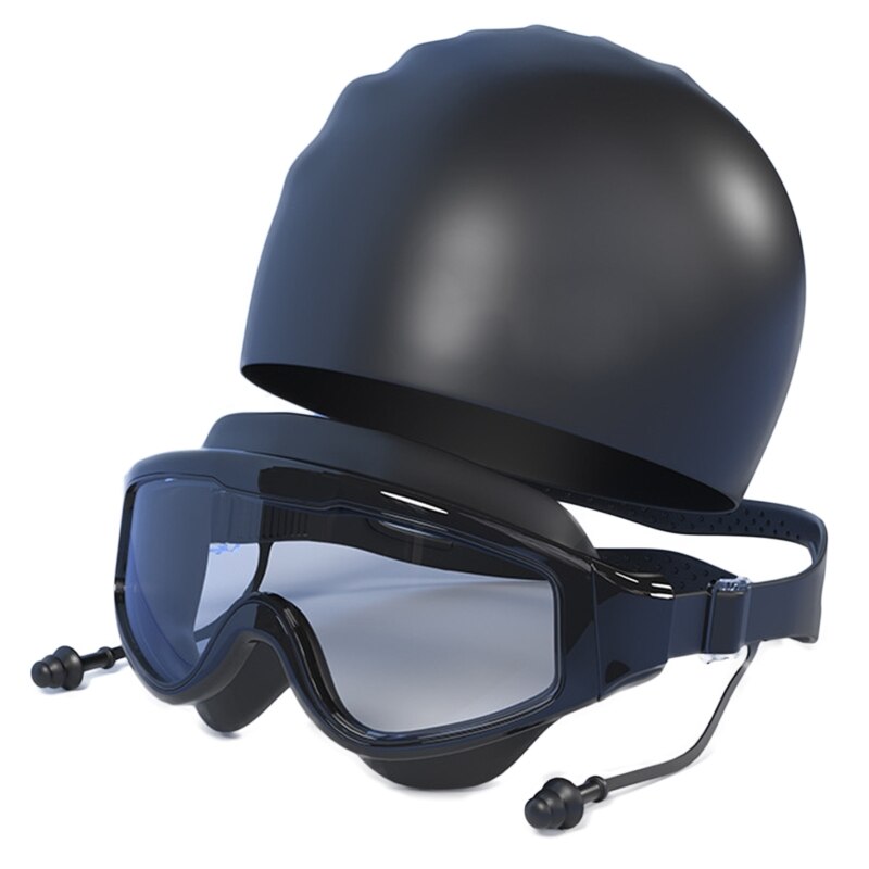 A9LD Pak Van Kinderen Zwemmen Caps Zwemmen Bril Siliconen Zwemmen Caps Voor Kinderen Tieners Lange Krullend Haar Vlechten Waterdicht Zwemmen hoed