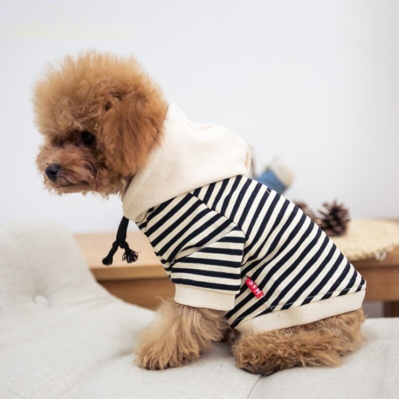 Ropa familiar ropa para perros abrigo de algodón sudaderas con capucha ropa de Chihuahua mascota pijama de rayas ropa para perros pequeños Bulldog Francés