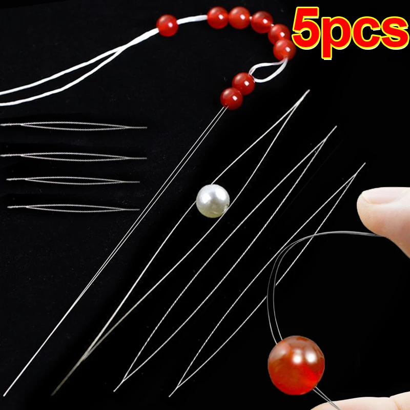 5 teile/satz Offene Big Eye Perlen Nadeln für Die Herstellung Von Halskette Armband DIY Edelstahl Selbst Einfädeln Perlen Werkzeuge Schmuck Pins