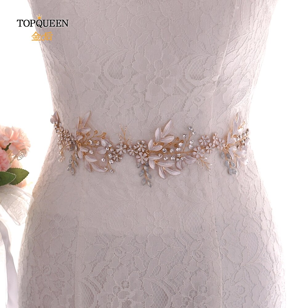 Topqueen  sh278 bröllop bälte champagne guld kvinnors guld bälte vintage förskönad skärp röd strass skärp bälten för klänningar