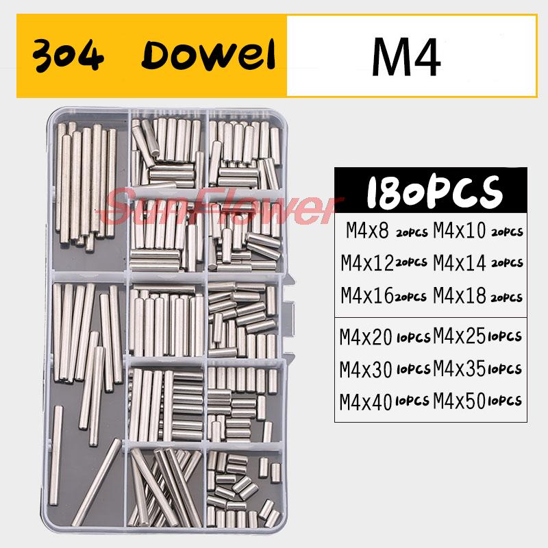 100-300Pcs Paspen 304 Rvs Cilindrische Pin Paspen Plank Ondersteuning Pin Fasten Elements Assortiment Kit m1 Om M6