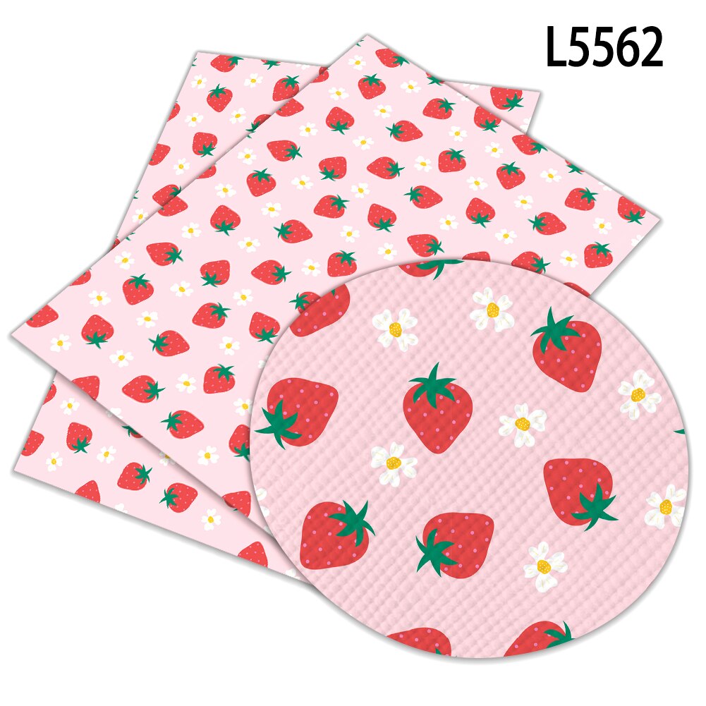 Fruit Strawberry Printed Faux Leather Sheets Synthetic Leather Fabric for Hair Bow Bags Shoes Crafts 30*136cm