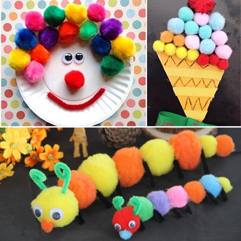 200 pièces Couleurs Assorties Artisanat Pompons Créative Faisant Hobby Fournir OUTILS DE BRICOLAGE M89A