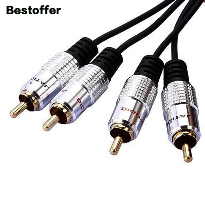15M Vergulde 2RCA/2RCA Mannelijke Premium Component Audio Ofc Kabels