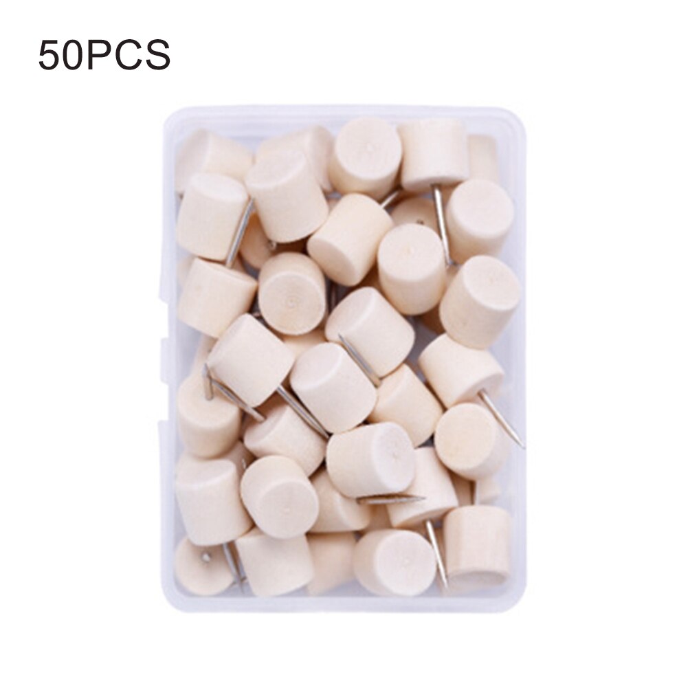 1box Push Pin Office Photo Wall Nail Map Decorative Drawing Cork Board Home Craft Wooden Thumbtack With Organizing Container: Cylindrical Nail