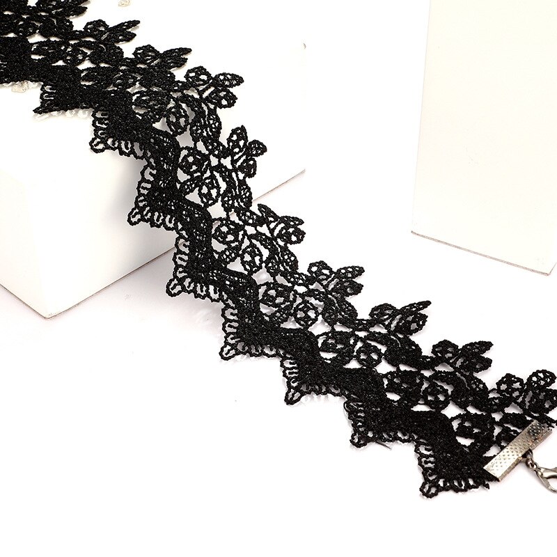 gotisch Breite Blume Schwarze Spitze Colliers Halsketten für Frauen Punk gotisch Halsband Süße Jahrgang Collares Halskette