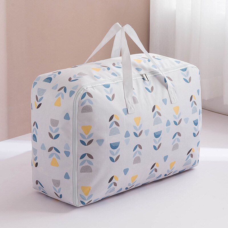Sacs de rangement pliables pour vêtements, couverture imprimée, sacs de rangement pliables pour couettes, couettes, sacs anti-poussière, placard de voyage, organisateur résistant à l'humidité: WHITE / 50x35x22cm