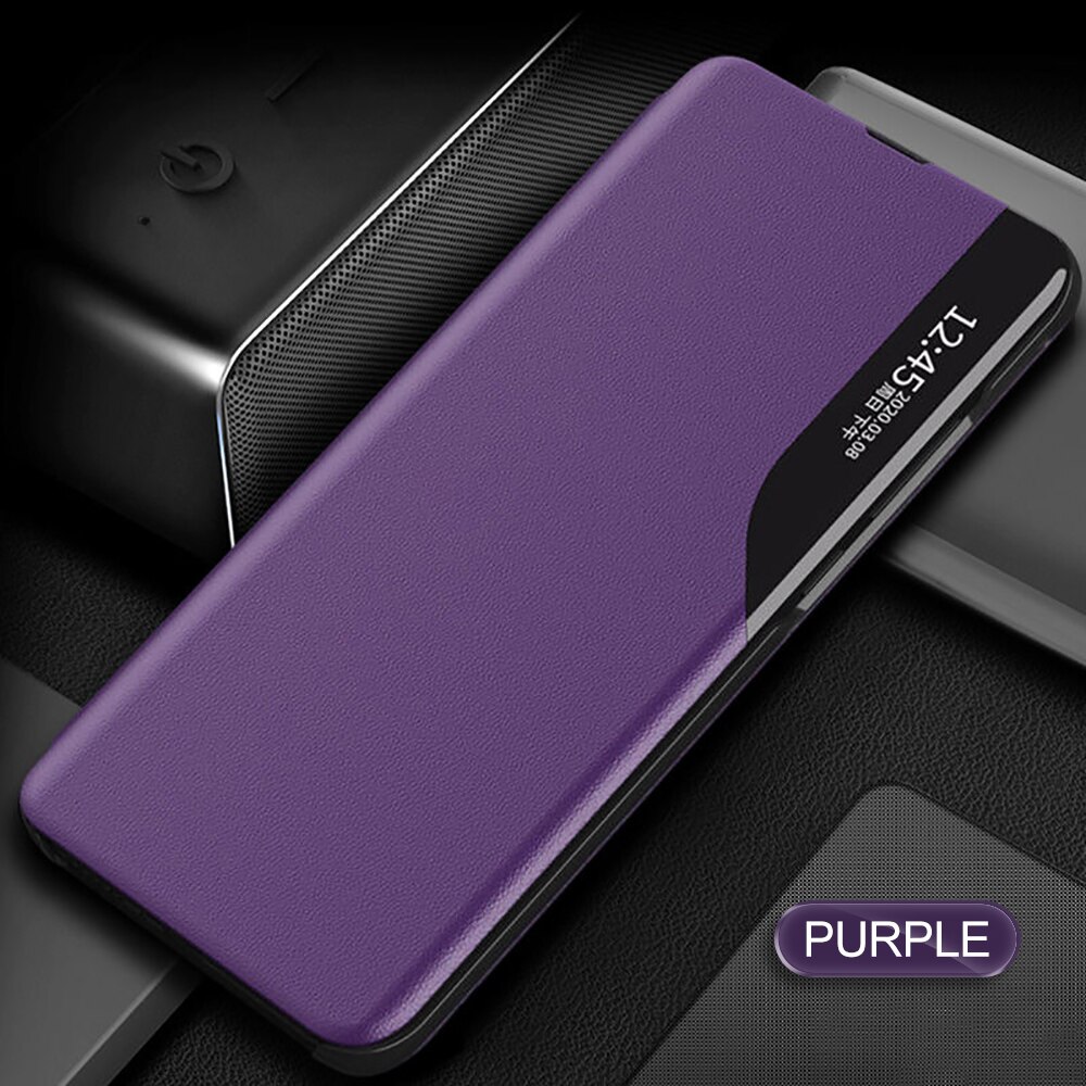 Coque à rabat en cuir pour Samsung Galaxy A22 5G, 6.6 pouces, avec support magnétique, pour fenêtre de vue intelligente, 5G: For Sasmung A22 5G / Purple