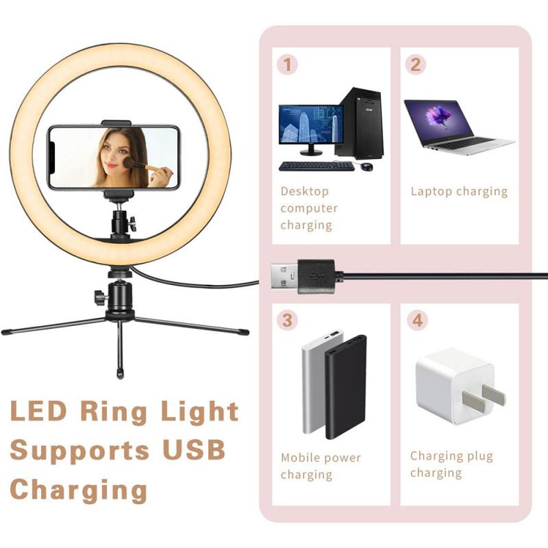 3 Size Led Ring Licht Led Licht Invullen Selfie Telefoon Vullen Licht Telefoon Houder Lamp Met Statief Beugel 8 ''/10''/12"