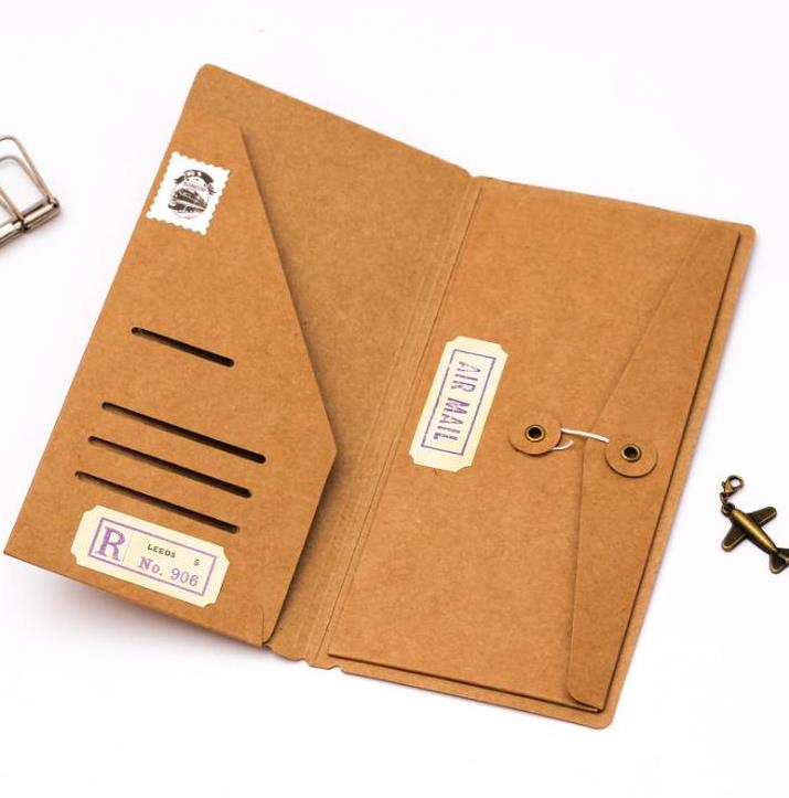 Organizador de sobres de Papel Kraft para viajeros, 1 unidad, recargas para diarios, tarjetas de planificación, tarjetas de pasaporte, bolsas para documentos