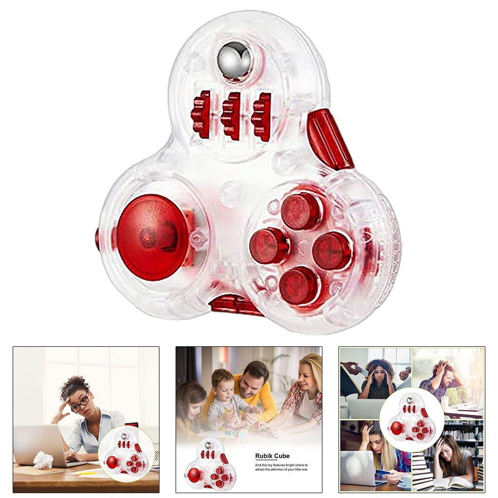 Fidget Pad Controller with 11 Functions Anxiety and Stress Relief Hand Toy for Skin Picking: Red