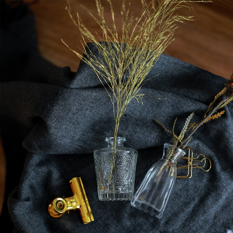 Diffuseur de roseaux en verre de Style nordique, bouteilles de parfum Chic, Vase de fleurs sculptées, ornement de bureau, décoration de maison en verre