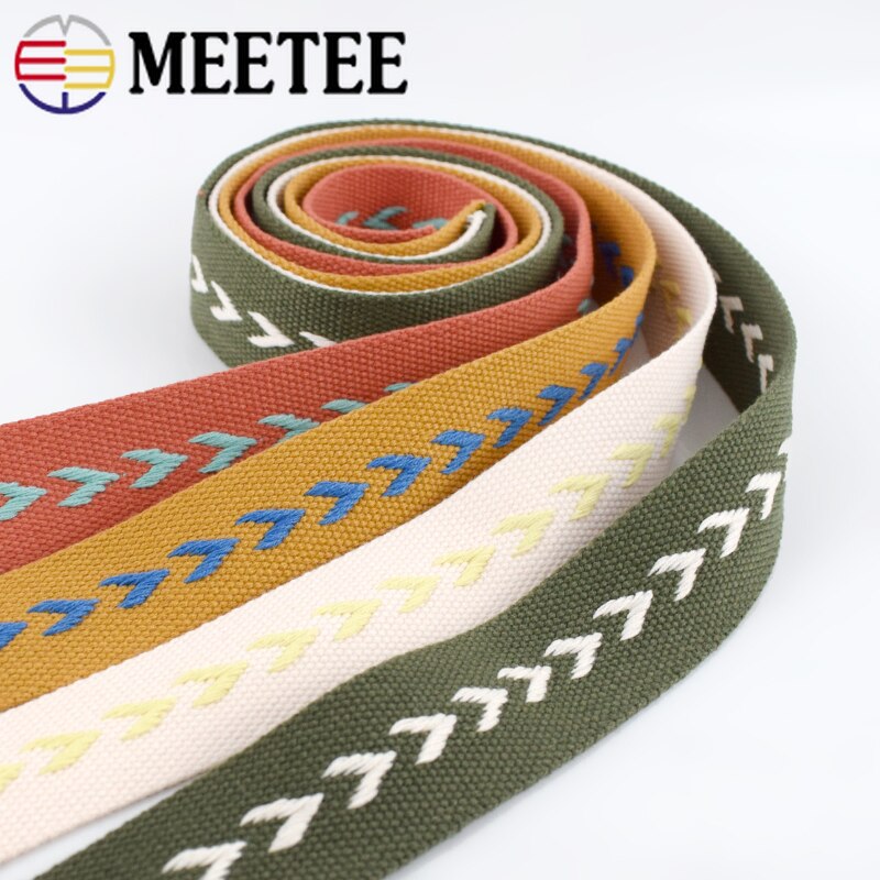 4Meters 38mm Polyester Cotton Jacquard Webbings Tapes Backpack Bag Strap Belt Ribbons DIY Garment Sewing Tape Bias Binding