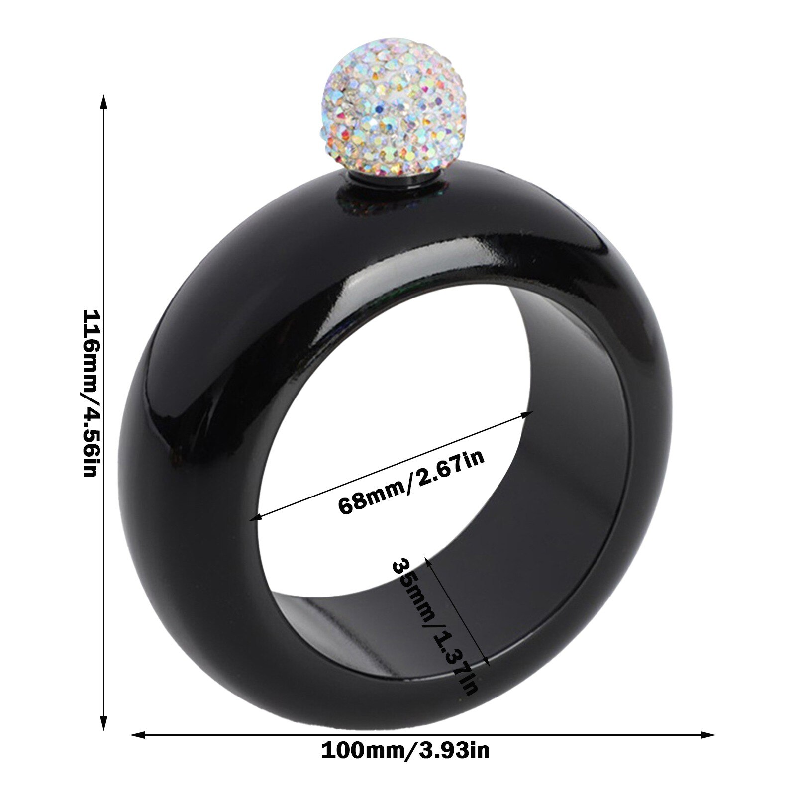 Diamond Cover Draagbare 3.5 Oz Ronde Heupfles Russische Creatieve Armband Heupfles 304 Roestvrij Stalen Armband Heupfles