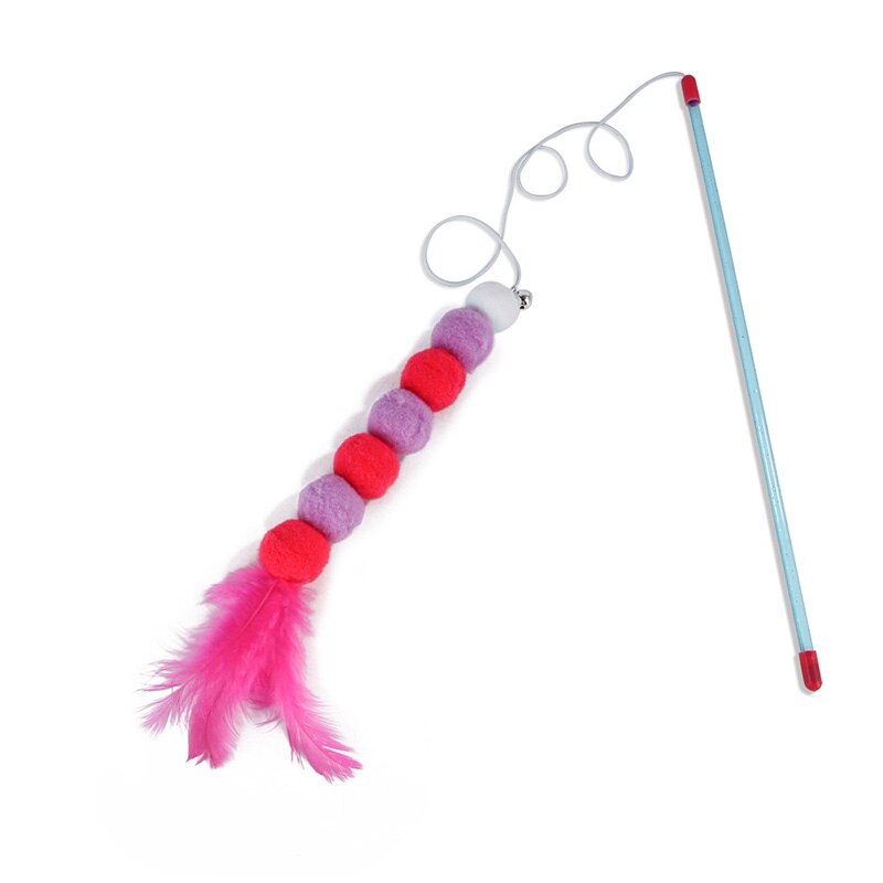 Juguete para gato y gatito, pluma suave de juguete interactivo y Cascabel, accesorios para gatos, divertido palo para gatos, 1 unidad: Rojo