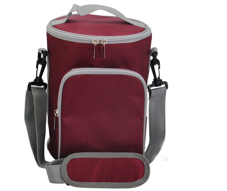 6L thermische lunch tas picknick box thermos vat vorm koeltas ice pack blikjes houder voedsel dranken wijn geïsoleerde carrier cool bag: Paars