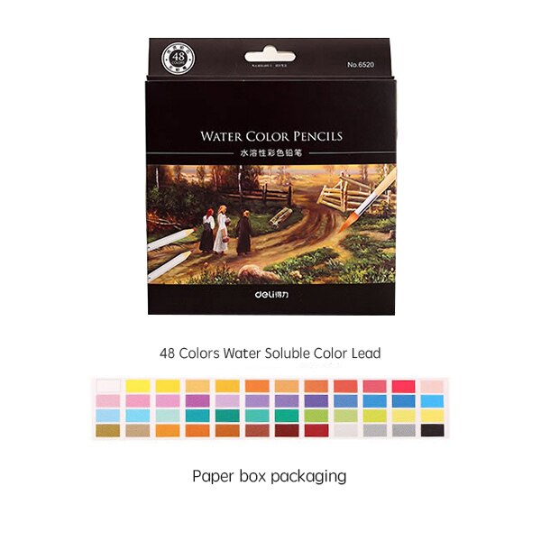 DELI Potlood Set Water Kleur Wax Potloden Pennen Pastel Voor Tekening Schilderen Kleurpotloden Briefpapier Kantoor School Art Supplies Lapices: 48 Colors
