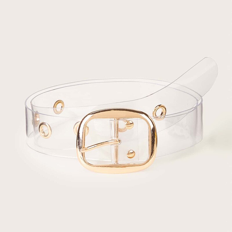 1PC femmes Transparent ceinture clair rond carré coeur broche boucle large taille bandes dames ceinture Punk taille ceinture: Yd494