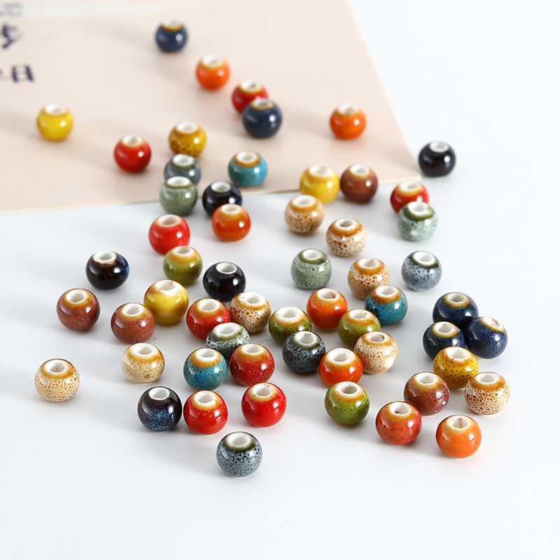 50 stk. 6mm runde keramiske perler gør-det-selv armbånd halskæde hulperler håndlavede porcelænsperler til smykkefremstilling tilbehør
