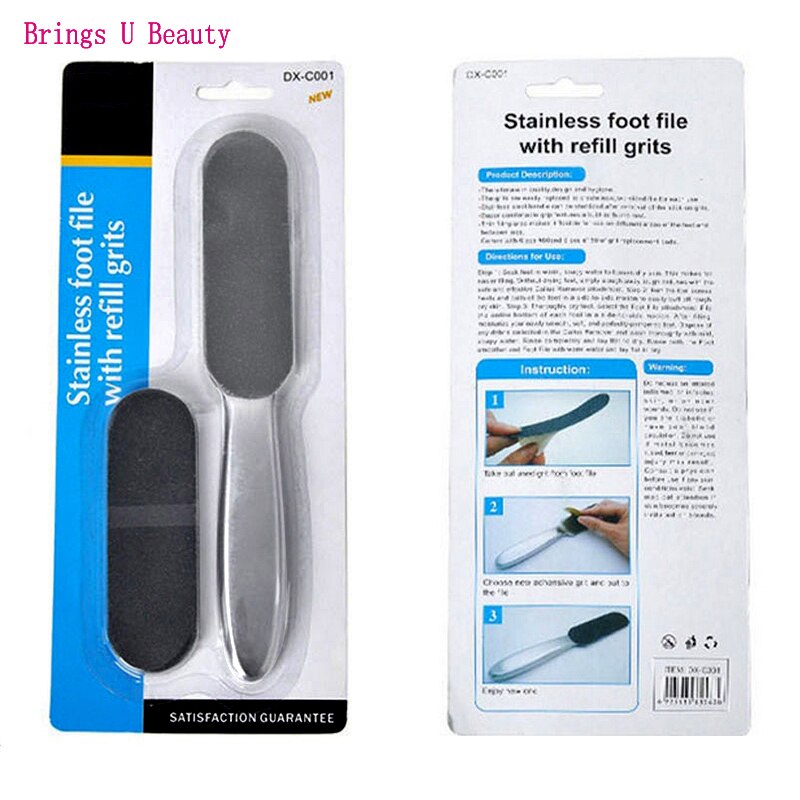 1 Set 21Cm Pedicure Voetverzorging Roestvrij Metalen Handvat En 10 Stuks Van Grof Grit Fijne Korrel Schuren Doek voetrasp En Bestanden Refill