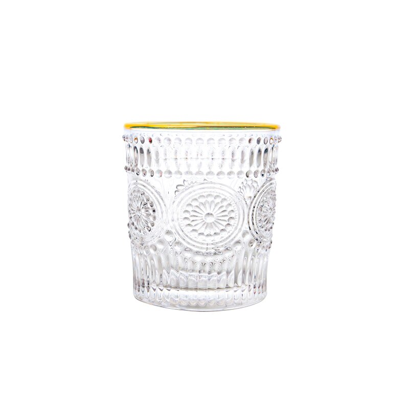 Tasse en verre Vintage nordique 260ml/380ml, verres à vin en relief, verre à lait, tasse à café pour boisson froide, tasses à eau transparentes: 1pcs gold 260ml