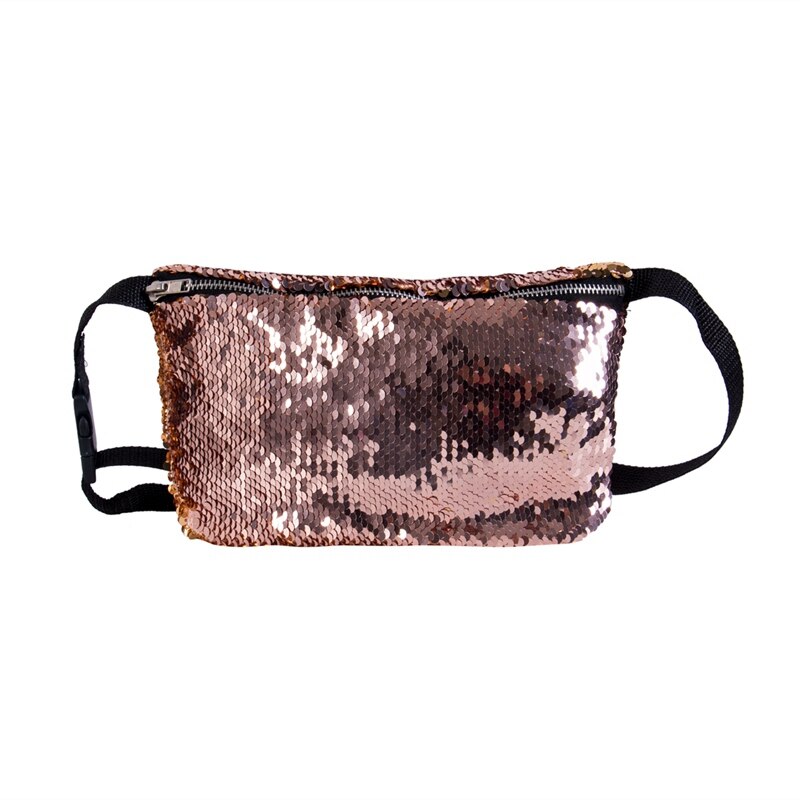 Reversible Sequin Glitter Waist Fanny Pack Belt Bum Bag Pouch Hip Purse Waist Packs: Gold