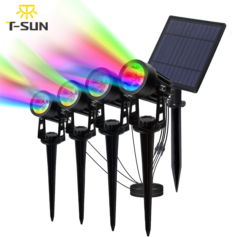 T-SUNRISE Led Solar Tuin Licht IP65 Waterdichte Rgb Solar Lamp Buiten Solar Spotlight Voor Tuin Decoratie Wandlamp
