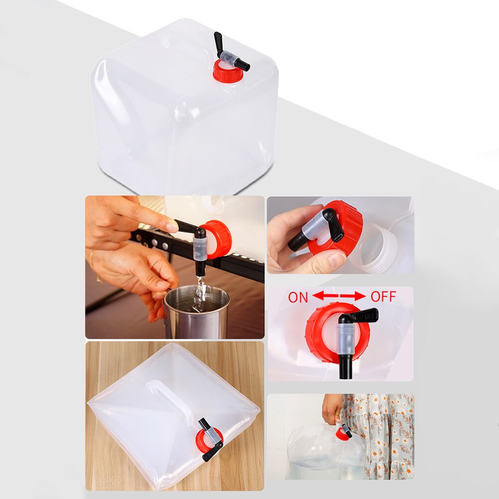15 Litres Collapsible Water Container with Spigot Camping Water Storage Carrier Jug Foldable Portable Water Canteen for Outdoors