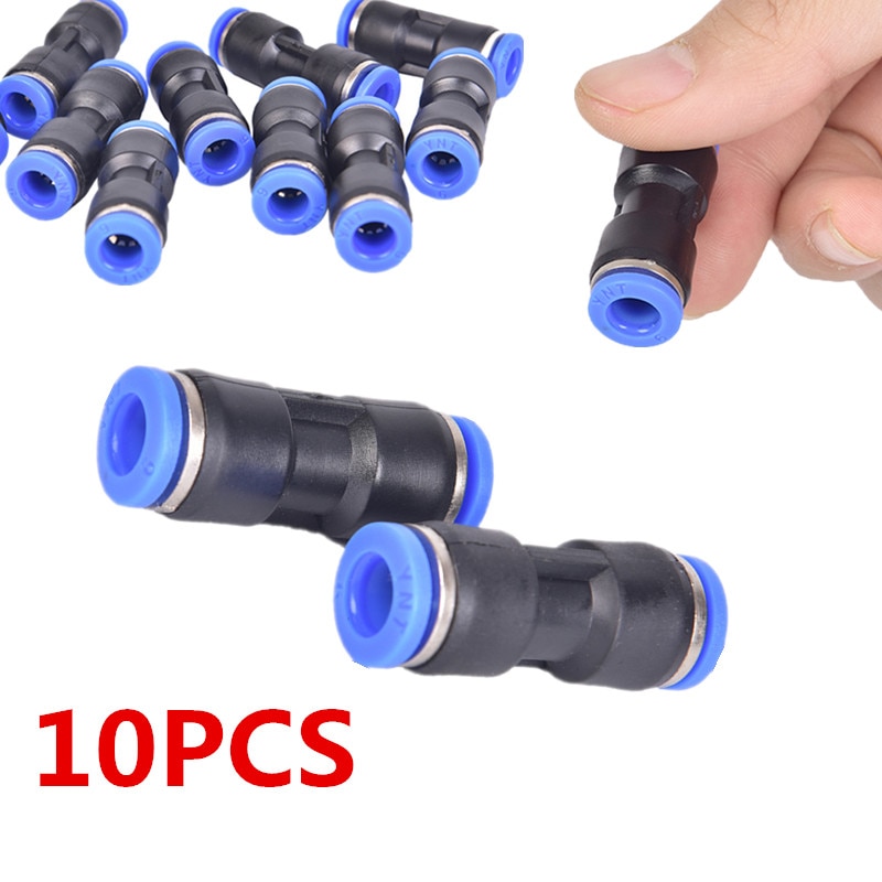 10 Stks/partij Pu 6Mm Rechte Push In Fitting Pneumatische Push To Connect Air Quick Fitting Connectors