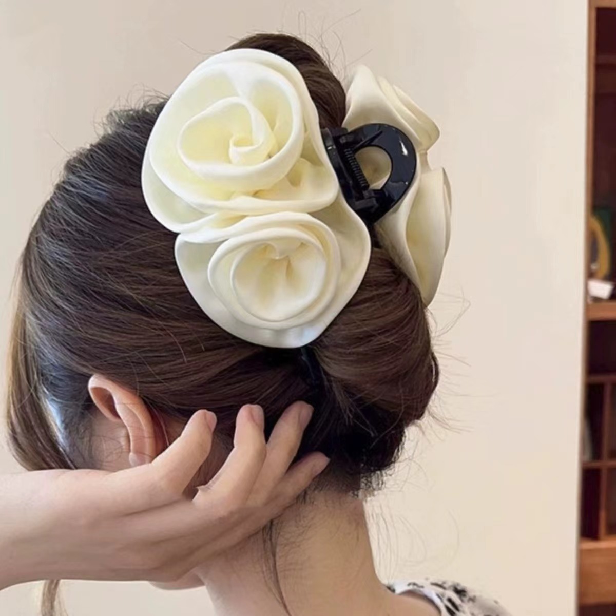 Pinzas en forma de garra para el pelo de rosa francesa, horquilla con temperamento, tocado de princesa para mujer, Clip de agarre a la , accesorios para cabello femenino