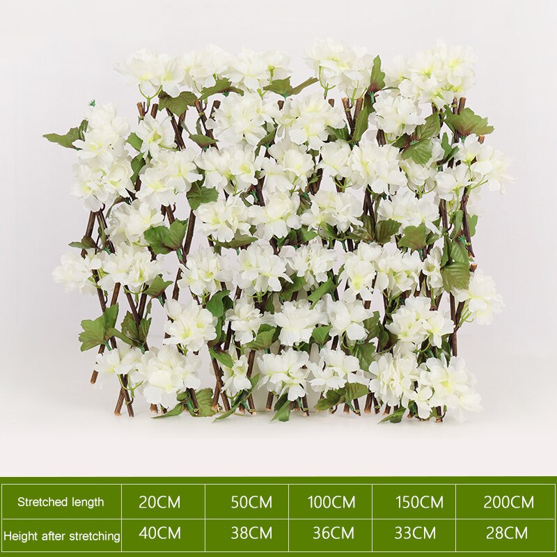 Expandable Faux Privacy Fence Wooden Hedge With Artificial Flowers Leaves Garden Decoration Screening Retractable Fence