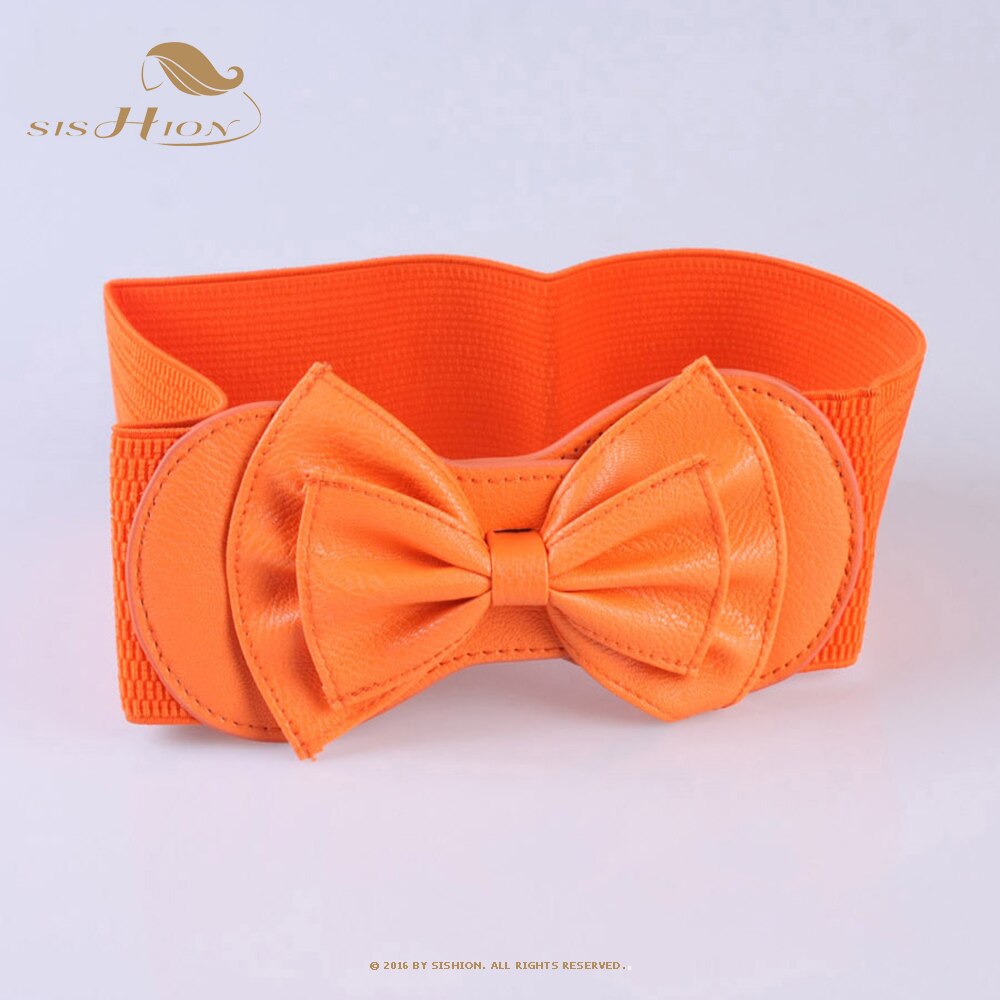 Elastic Waistband for Dress Accessories VD2626 ремень женский Women Red Black Wide Corset портупея Korean Belt with Bow: Orange