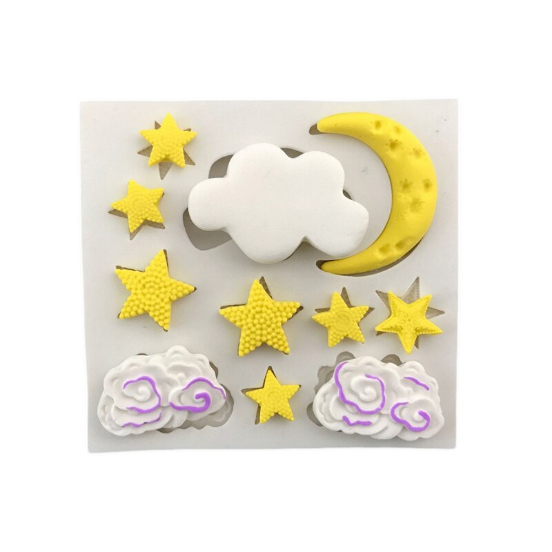 Moule en silicone nuage étoile lune, fondant, outils de décoration de gâteaux, moule à pâte à chocolat