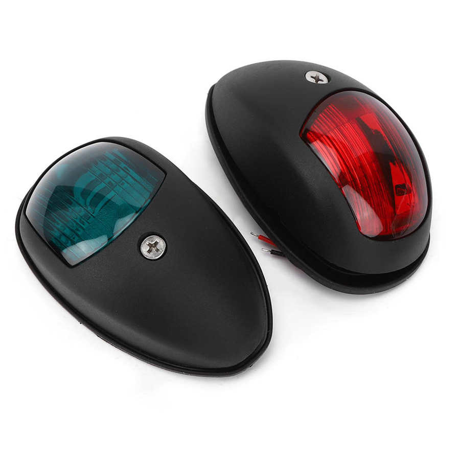 rod stainless steel marine 2Pcs Signal Red Green LED Waterproof Boat Navigation Light DC12V 3W boat accessories: Black